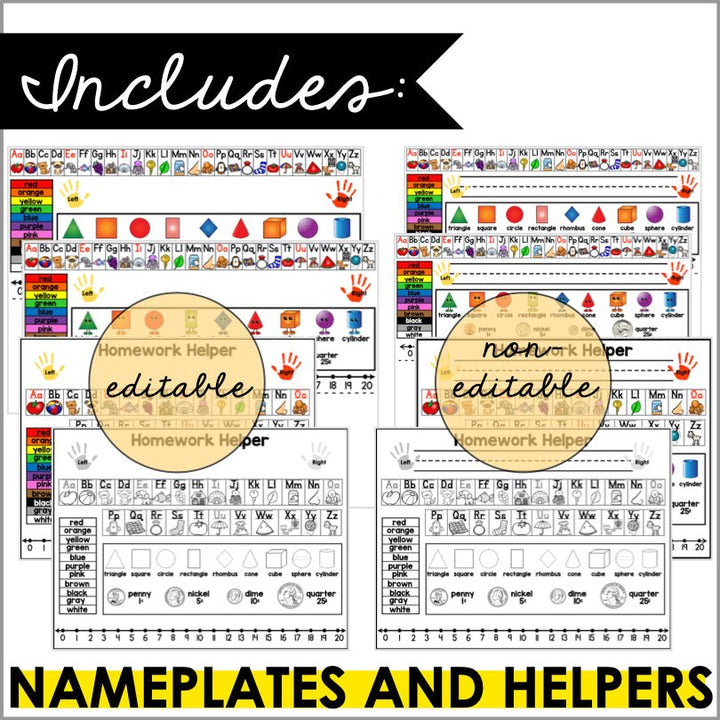 Editable Desk Name Tags for Kindergarten and 1st Grade | Homework Helper - Teacher Jeanell