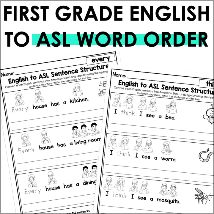 English to ASL Sentence Structure First Grade Sight Words - ASL Grammar - Teacher Jeanell
