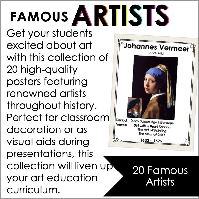 Famous Artists Poster Set - Teacher Jeanell
