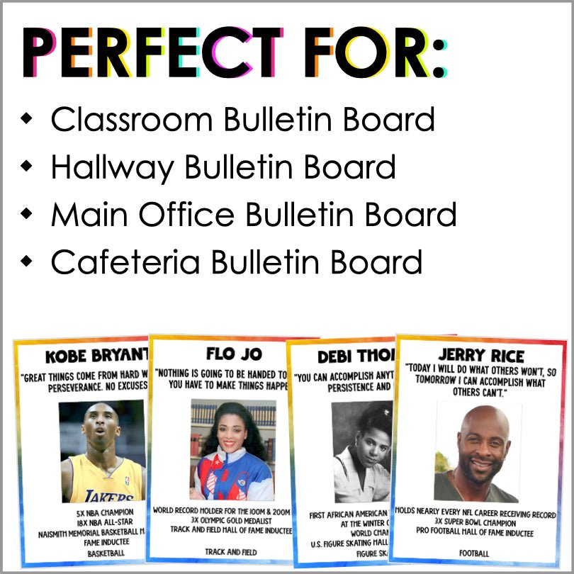Famous Black Athletes Poster Set - Black History Month Bulletin Board - Teacher Jeanell
