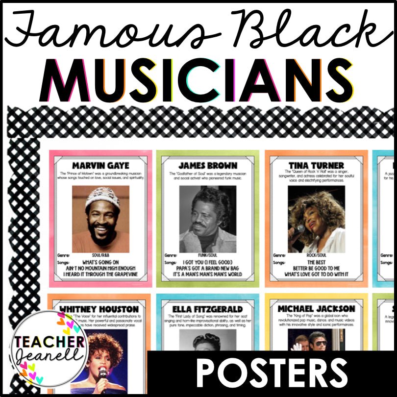 Famous Black Musicians of the 20th Century Poster Set | Black History Posters - Teacher Jeanell