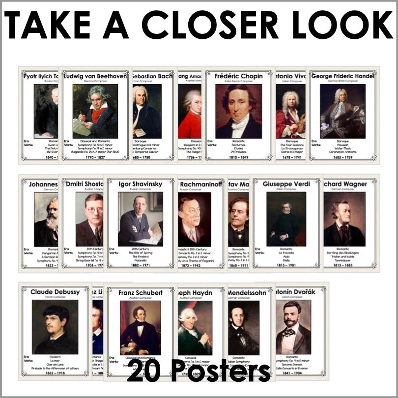 Famous Classical Composers Poster Set - Teacher Jeanell