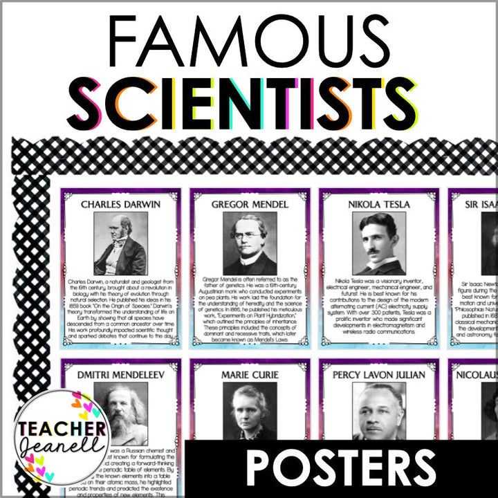 Famous Scientists Bulletin Board Poster Set - Teacher Jeanell