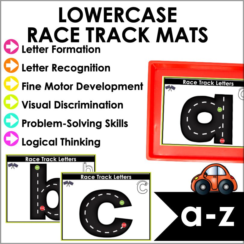 Letter Racing Fun Race Car Track Alphabet and Numbers for Fun Fine Motor Skills Practice ...