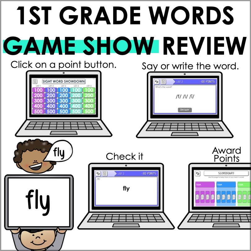 First Grade Sight Word Powerpoint Trivia Game | Phonemic Awareness Practice - Teacher Jeanell