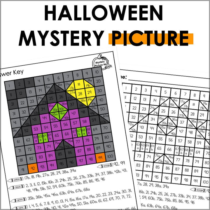 Halloween Mystery Picture Hundreds Chart - Teacher Jeanell