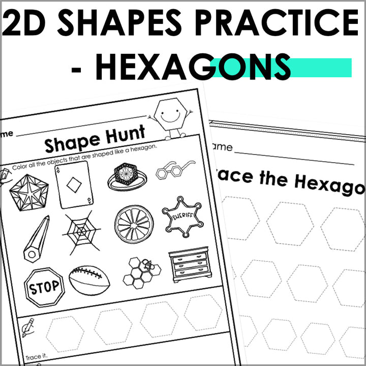 Hexagon | 2D Shapes Worksheets | Shape Recognition - Teacher Jeanell