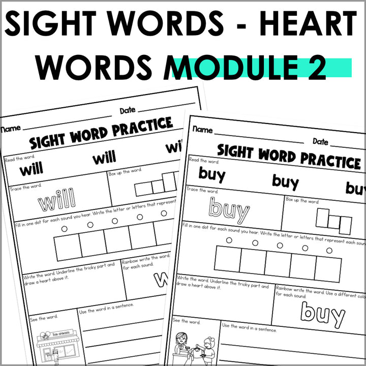 Into Reading 1st Grade Sight Word Practice Module 2 Supplement - Heart Words - Teacher Jeanell