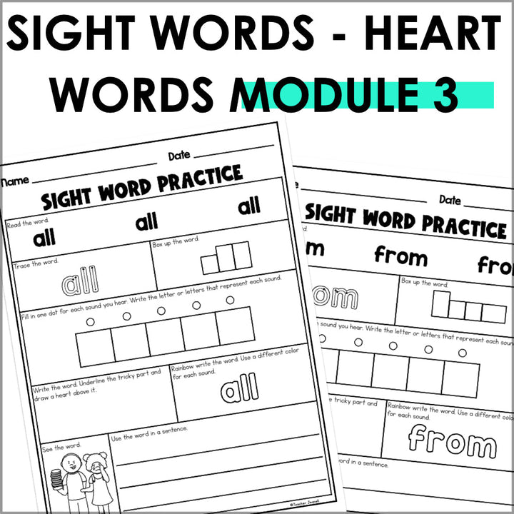 Into Reading 1st Grade Sight Word Practice Module 3 Supplemental Resource - Heart Words - Teacher Jeanell