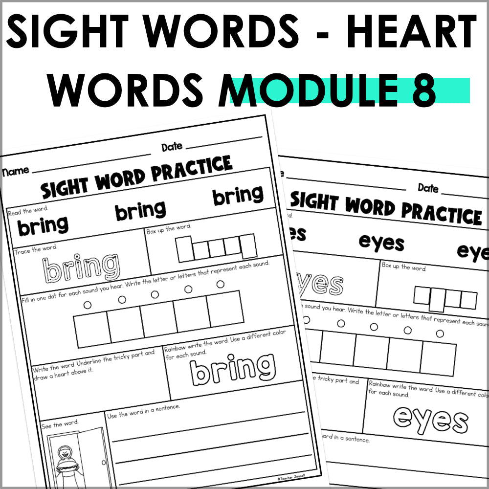 Into Reading 1st Grade Sight Word Practice Module 8 Supplement - Heart Words - Teacher Jeanell