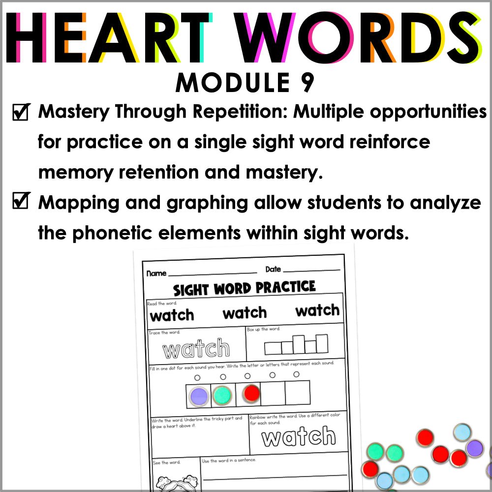 Into Reading 1st Grade Sight Word Practice Module 9 Supplement - Heart Words - Teacher Jeanell