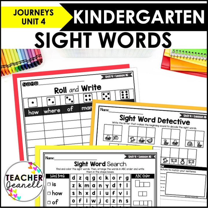 Journeys Kindergarten Sight Word Practice Unit 4 Supplement - Teacher Jeanell