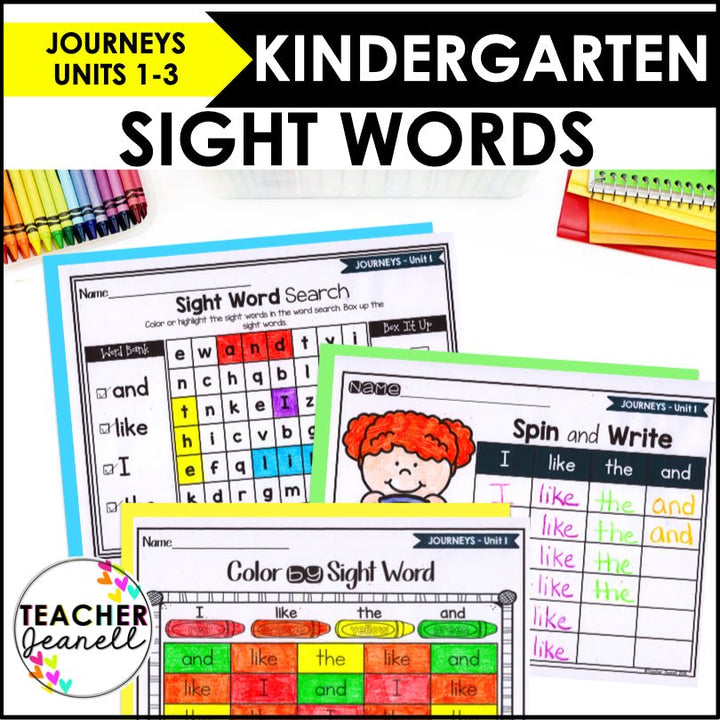 Journeys Kindergarten Units 1-3 Sight Word Practice Supplement - Teacher Jeanell