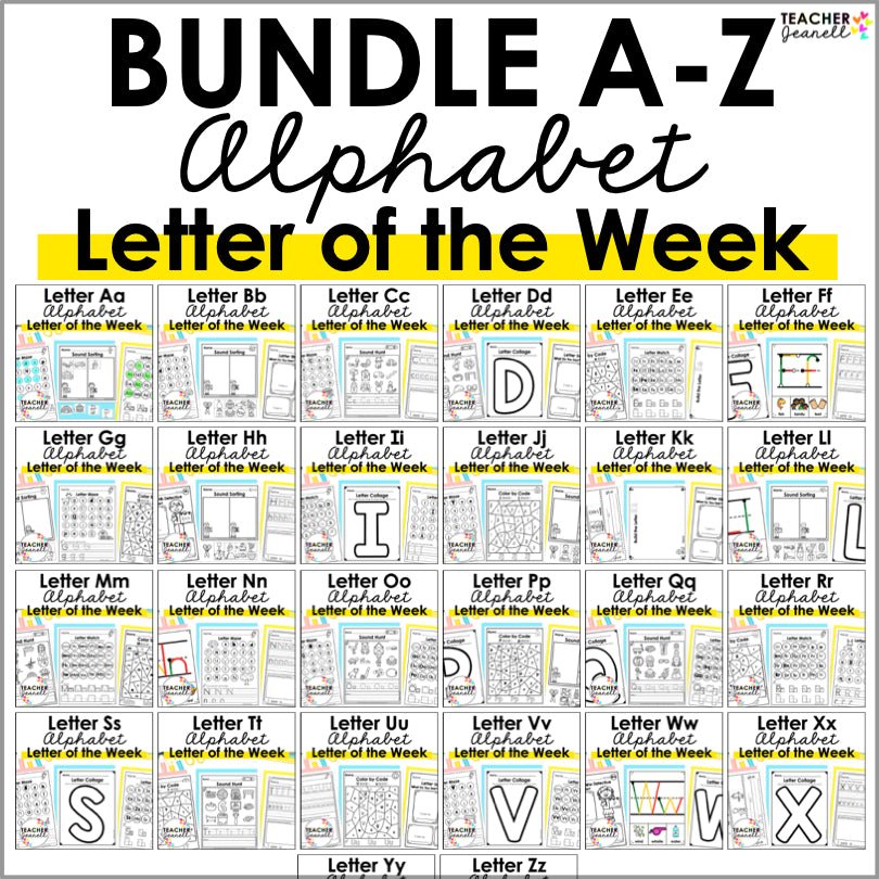 Letter of the Week Activities | Letter Recognition and Sounds Activities Bundle - Teacher Jeanell