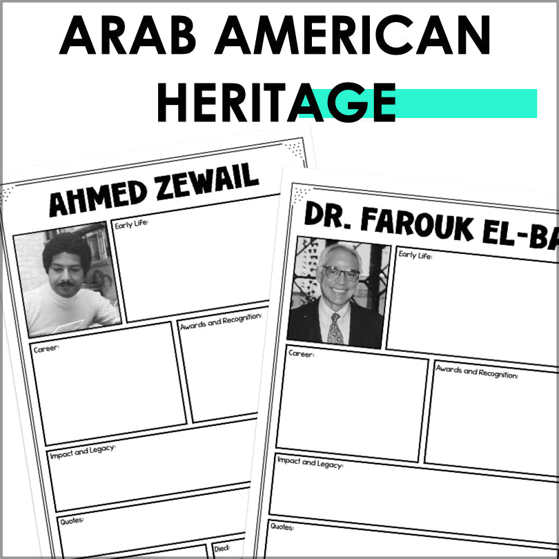 National Arab American Heritage Month Research Project | Graphic Organizers - Teacher Jeanell