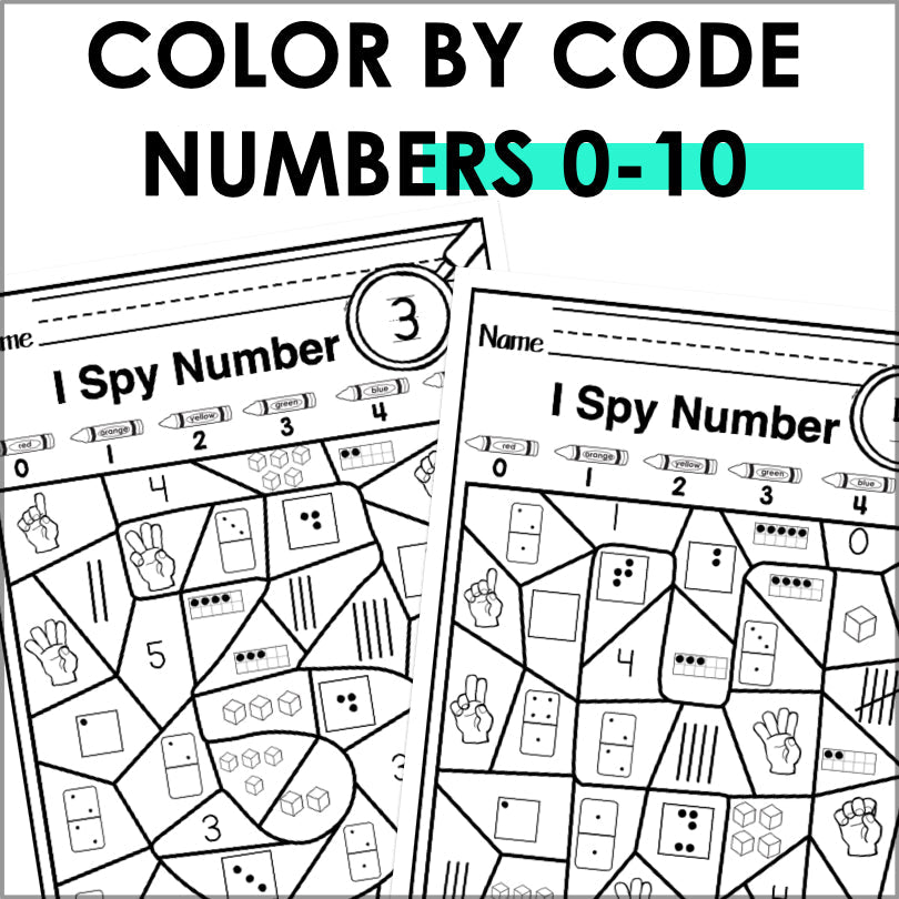 Number Sense 0-10 Color by Code Worksheets - Teacher Jeanell
