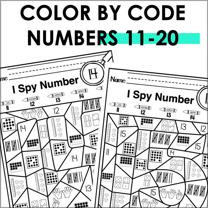 Number Sense 11-20 Color by Code Worksheets - Teacher Jeanell