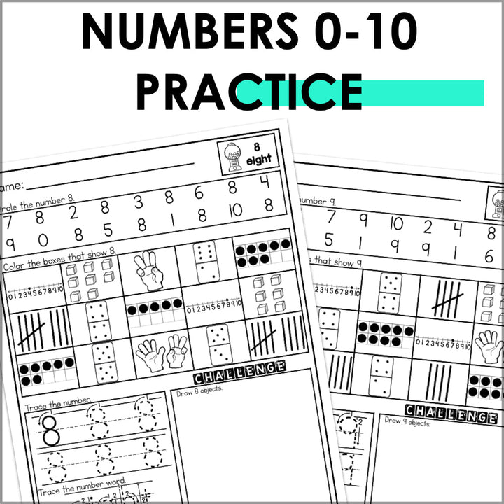 Number Sense Worksheets 0-10 - Teacher Jeanell