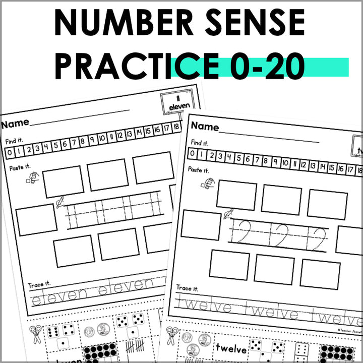 Number Sense Worksheets 0-20 - Teacher Jeanell
