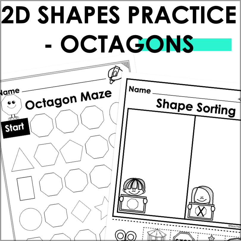 Octagon | 2D Shapes Worksheets | Shape Recognition - Teacher Jeanell
