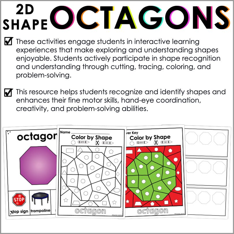 Octagon Lesson Octagon Worksheet Octagon Shape Worksheets Teachingbundles