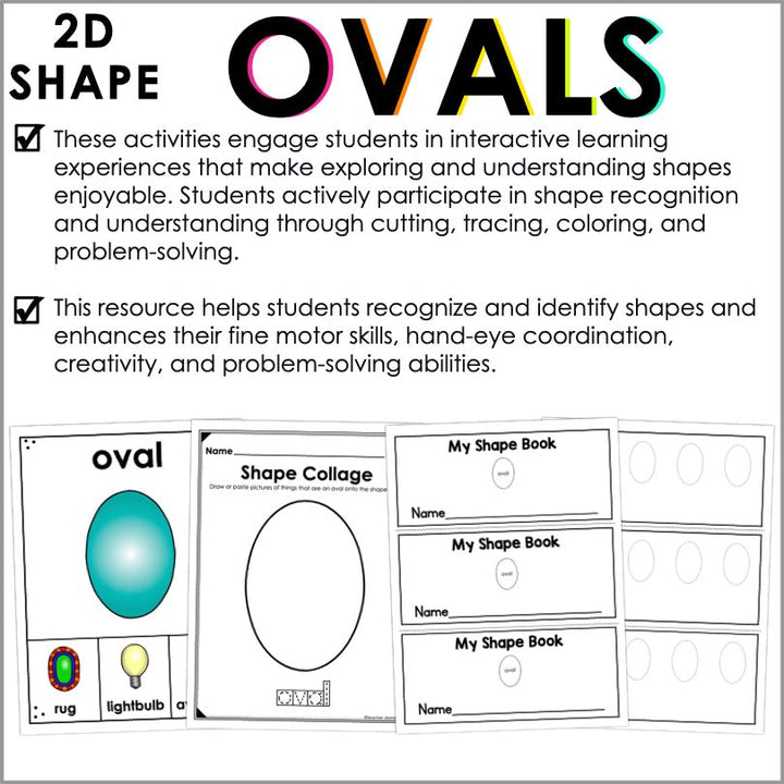 Oval | 2D Shapes Worksheets | Shape Recognition - Teacher Jeanell
