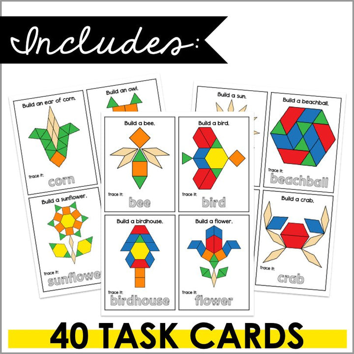 Pattern Block Task Cards Seasons - Teacher Jeanell