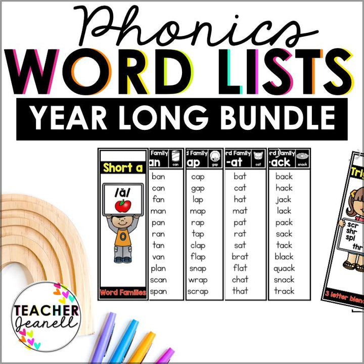 Phonics Word Lists (Year Long Bundle) - Teacher Jeanell
