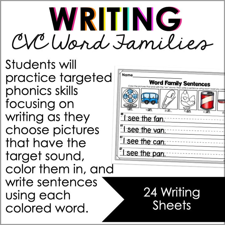 Phonics Writing CVC Words | CVC Word Families - Teacher Jeanell