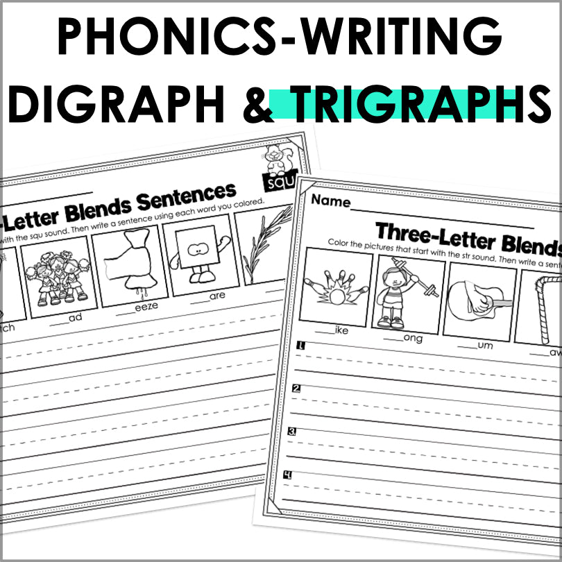 Phonics Writing Digraphs and Trigraphs (Three-Letter Blends) - Teacher Jeanell