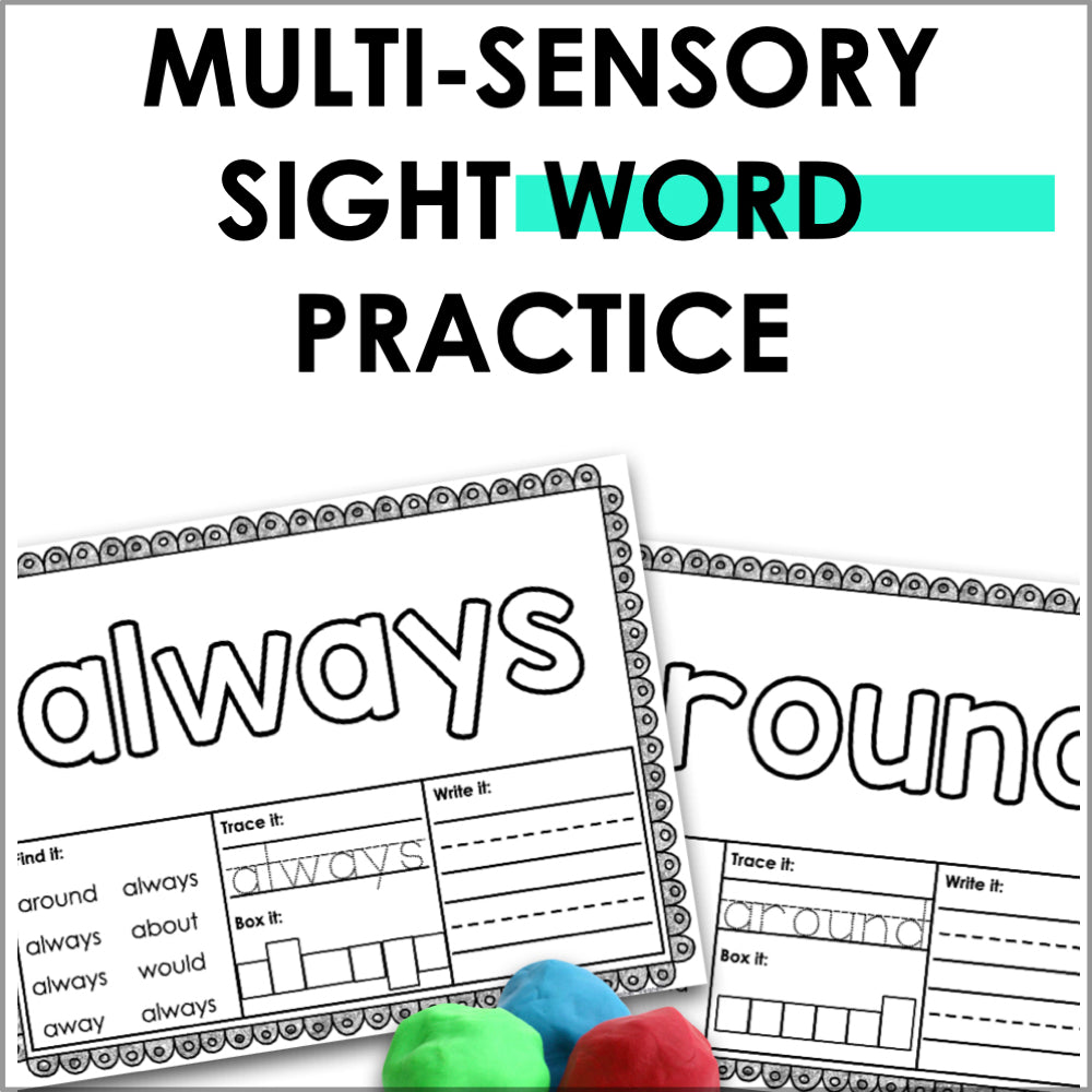 Free Primer Sight Words Playdough Mats with Tracing