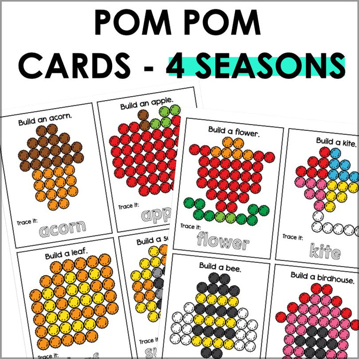 Pom Pom Task Cards Seasons - Teacher Jeanell