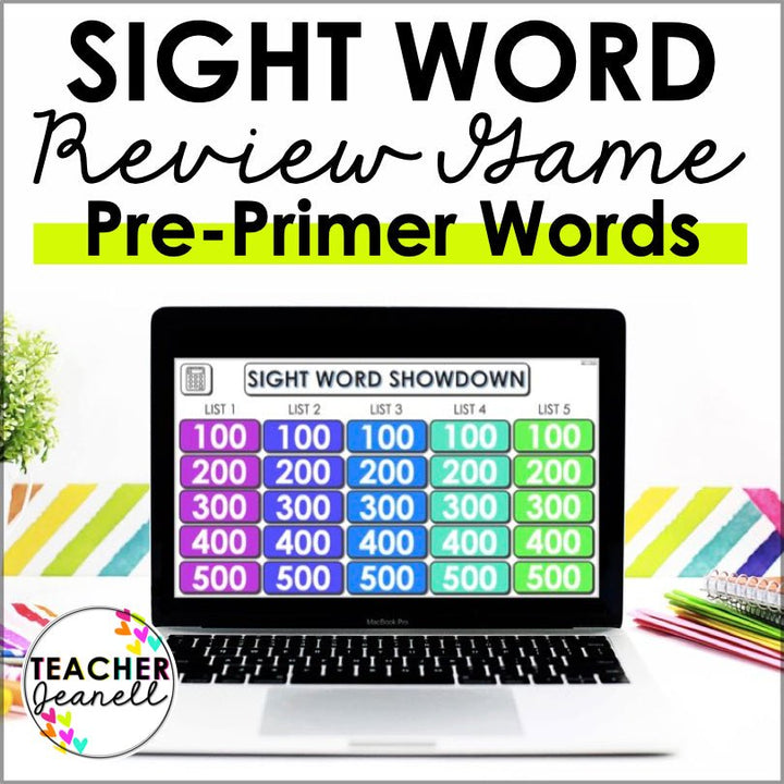 PrePrimer Sight Words Powerpoint Trivia Game | Phonemic Awareness Game - Teacher Jeanell
