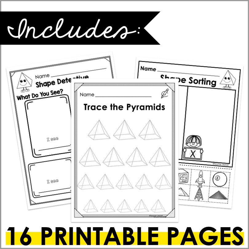 Pyramid | 3D Shapes Worksheets | Shape Recognition – Teacher Jeanell