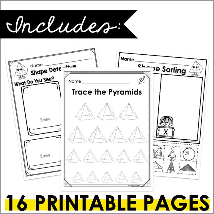 Pyramid | 3D Shapes Worksheets | Shape Recognition - Teacher Jeanell
