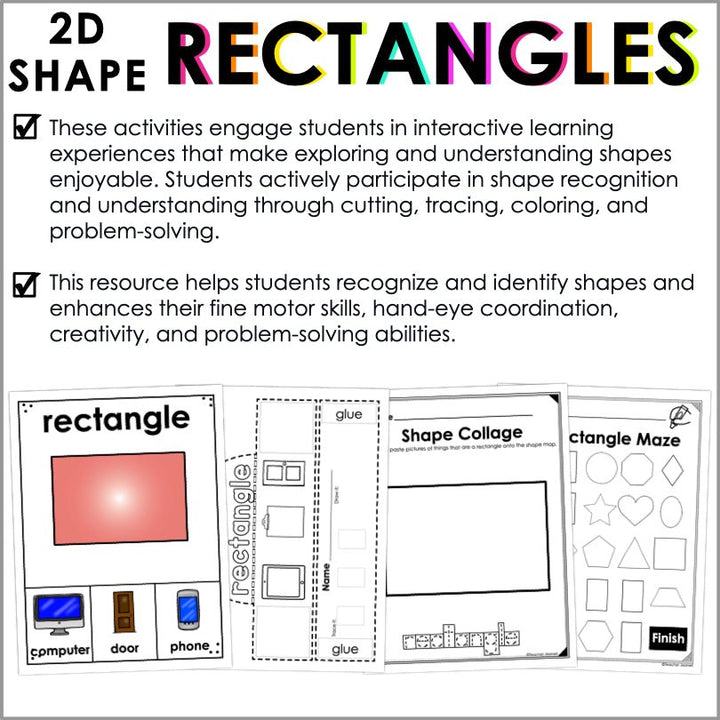 Rectangle | 2D Shapes Worksheets | Shape Recognition - Teacher Jeanell