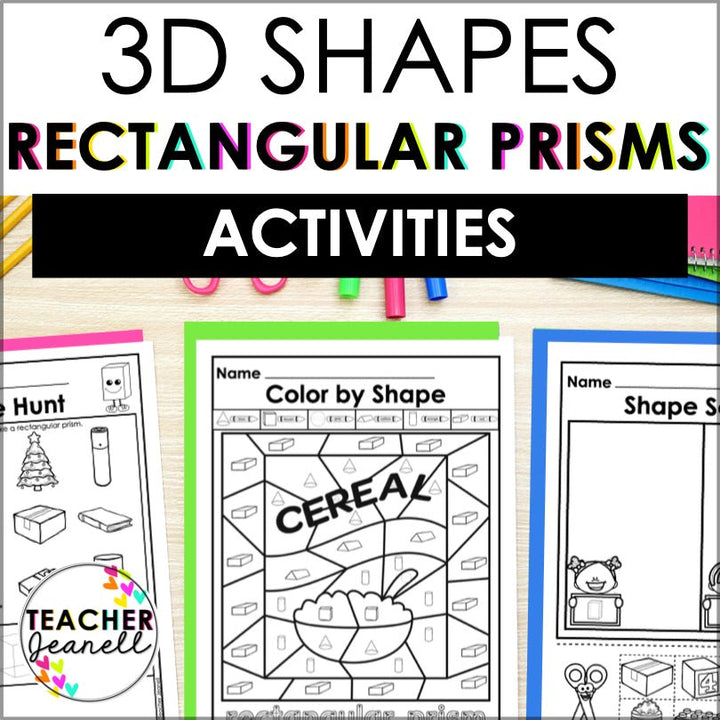 Rectangular Prism | Cuboid | 3D Shapes Worksheets | Shape Recognition - Teacher Jeanell