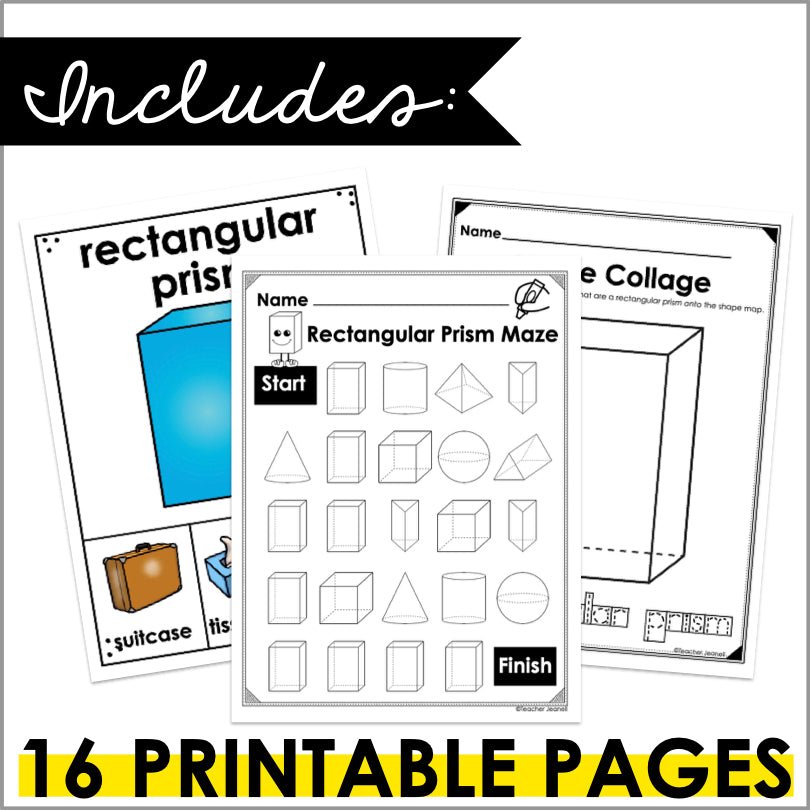 Rectangular Prism - Cuboid - 3D Shapes Worksheets - Shape Recognition ...