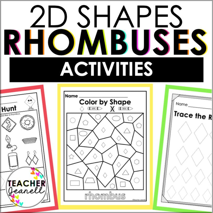 Rhombus | Diamond | 2D Shapes Worksheets | Shape Recognition - Teacher Jeanell
