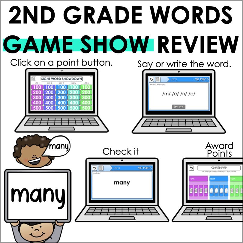Second Grade Sight Word Powerpoint Trivia Game | Phonemic Awareness Game - Teacher Jeanell