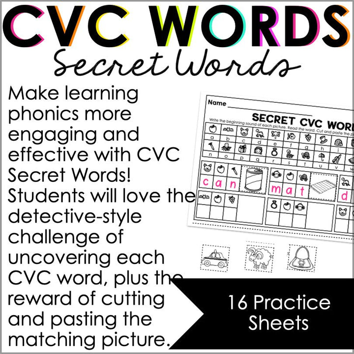 Secret CVC Words | CVC Mystery Words Phonemic Awareness Activities - Teacher Jeanell