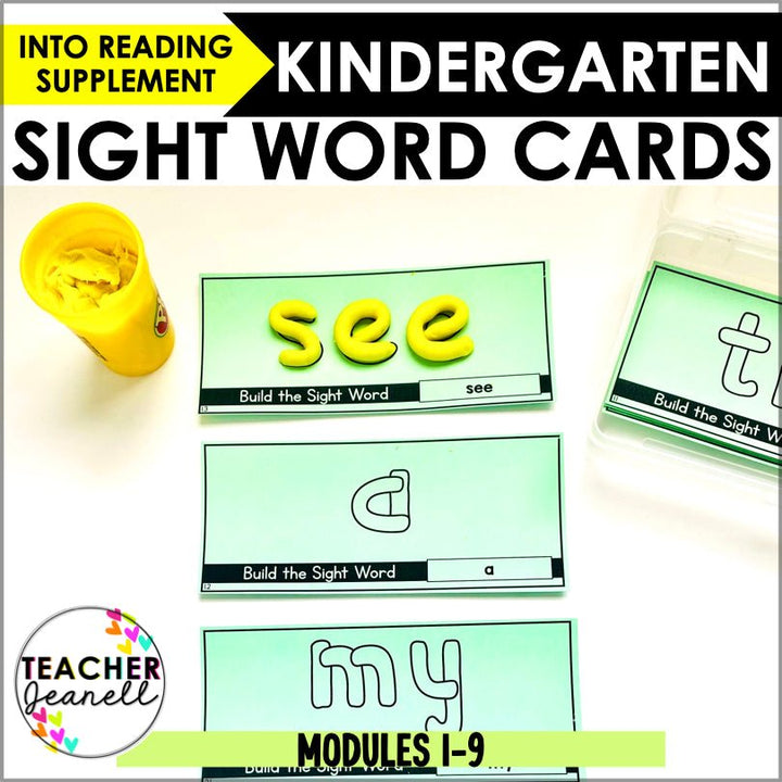Sight Words Playdough Task Cards | HMH Into Reading Kindergarten Modules 1-9 Supplement - Teacher Jeanell