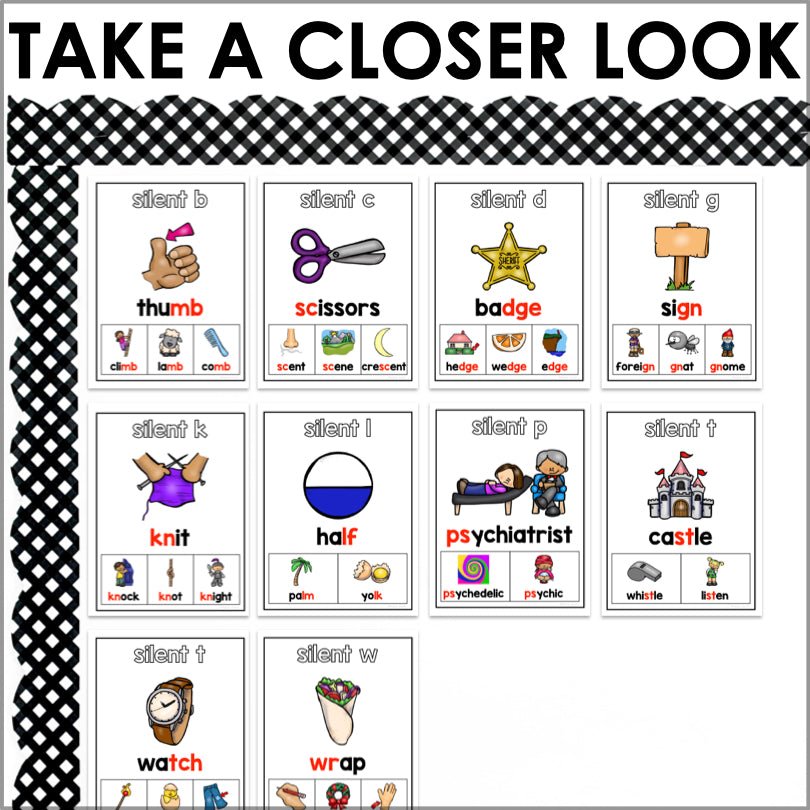 Silent Letters Posters | Silent Letter Combinations Poster Set | Phonics Posters - Teacher Jeanell