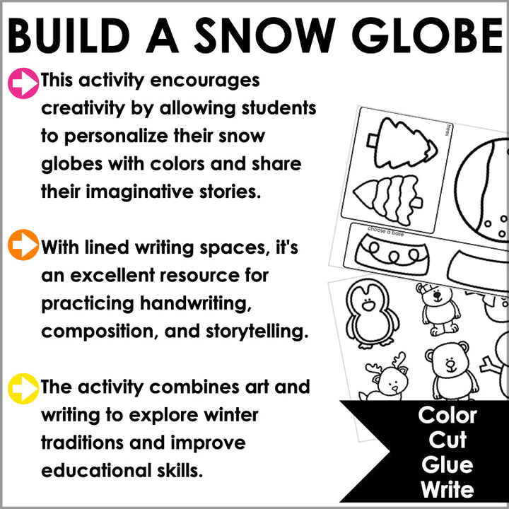 Snow Globe Craft and Writing Activity for Kids - Winter Bulletin Board Display - Teacher Jeanell