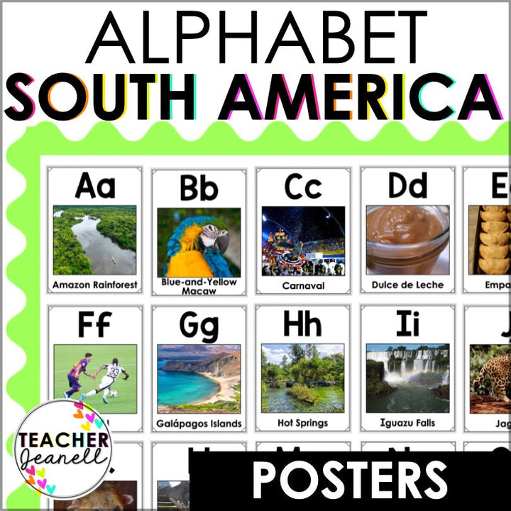 South America Alphabet Posters | ABC Posters with Real Pictures - Teacher Jeanell