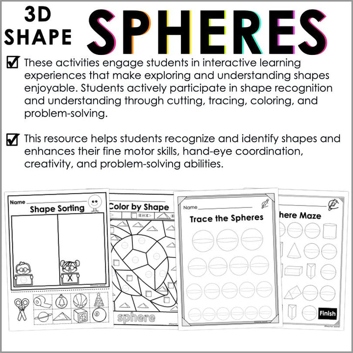 Sphere | 3D Shapes Worksheets | Shape Recognition - Teacher Jeanell