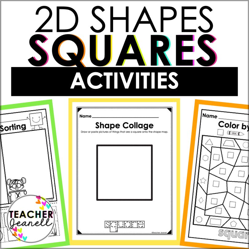 Square | 2D Shapes Worksheets | Shape Recognition - Teacher Jeanell