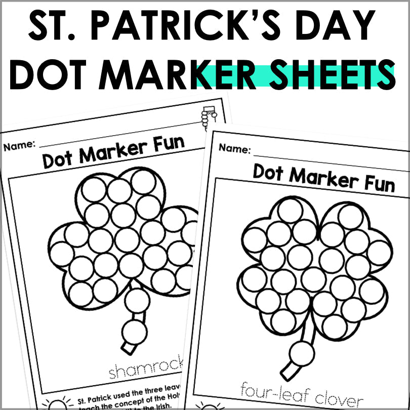 St. Patrick's Day Dot Marker Activity Sheets | Fine Motor Activities - Teacher Jeanell