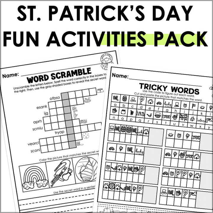 St. Patrick's Day Fun Activity Pack - Teacher Jeanell