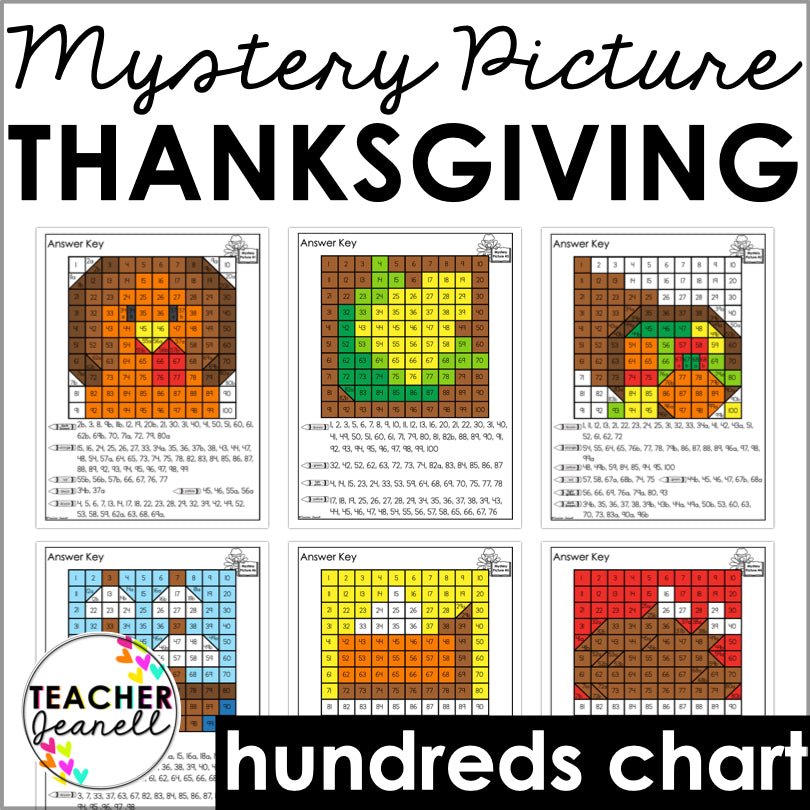 Thanksgiving Mystery Picture Hundreds Chart - Thanksgiving Math - Teacher Jeanell